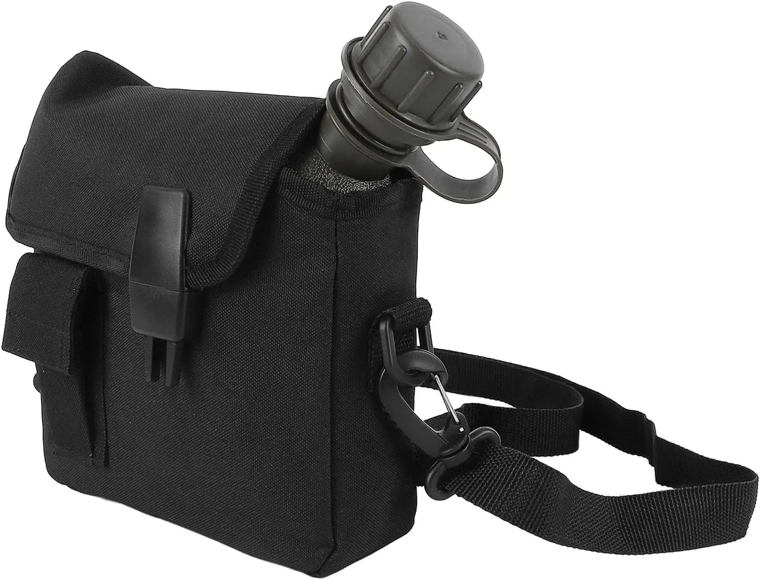 Fockety Military Canteen Water Bottle, 1.5L Large Capacity Adjustable Strap Buckle Desert Canteen Heavy Duty PVC Sturdy and Leakage Proof Outdoor Water Bottle for Outdoor Sports Hiking