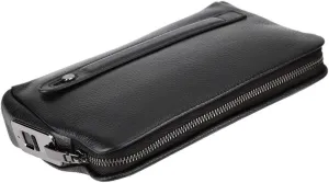 Fockety Smart Fingerprint Wallet, Anti Theft Zipper Leather Large Business Handbag Clutch Purse Wallet, Phone Card Holder Case Men Leather Wallet Smart Fingerprint Security Handbag Black