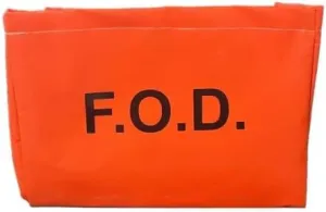 FOD Hanging Rectangular Bag with Straps - That Will Hang Conveniently At Your Work Area - Suitable for Aerospace, Aviation Industry - Help Eliminate Foreign Object Debris (Orange)