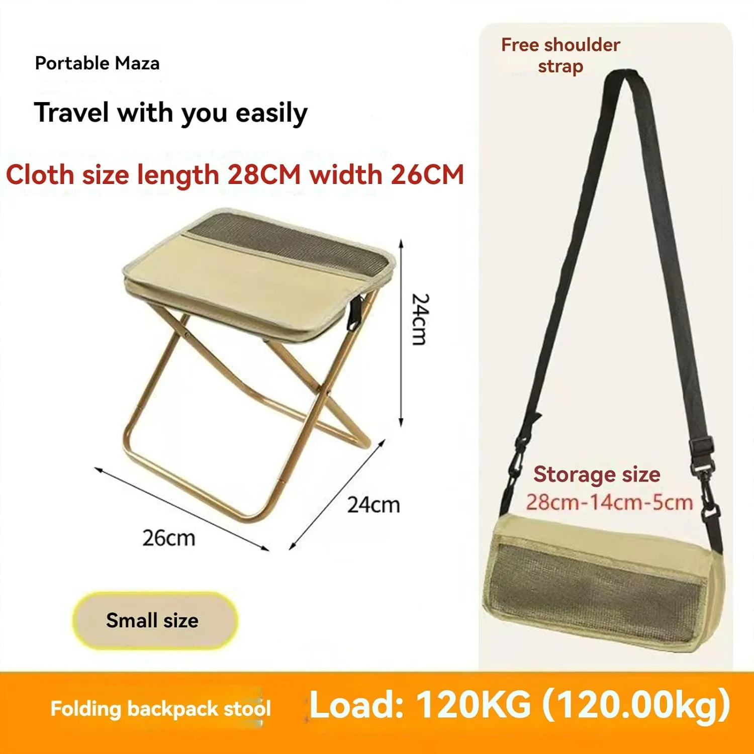 Foldable Backpack Stool, Folding Mini Outdoor Camping Stool, Portable Small Foldable Lightweight Hunting Seat with Zippered Carrying Bag, Folding Slacker Chairs (Green, S)