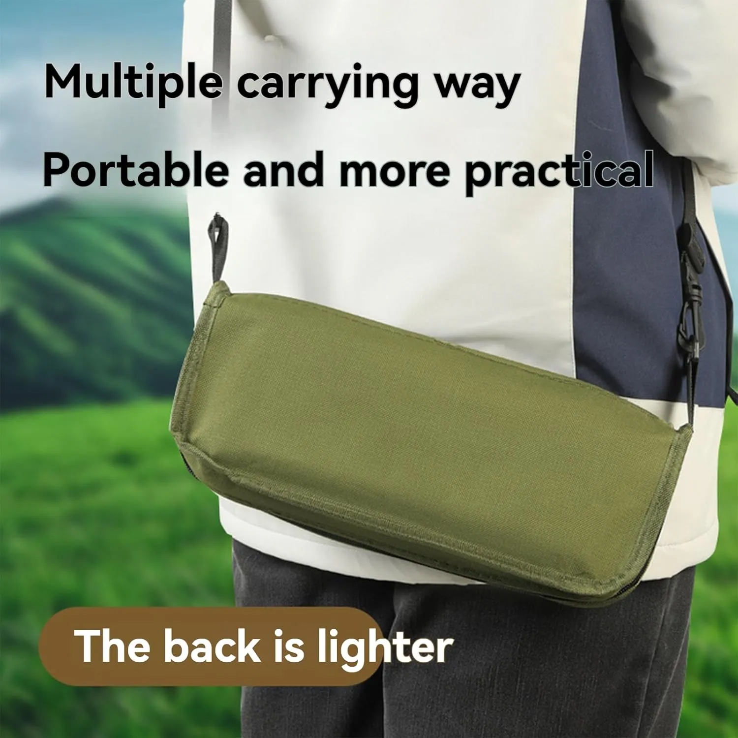 Foldable Backpack Stool, Folding Mini Outdoor Camping Stool, Portable Small Foldable Lightweight Hunting Seat with Zippered Carrying Bag, Folding Slacker Chairs (Green, S)