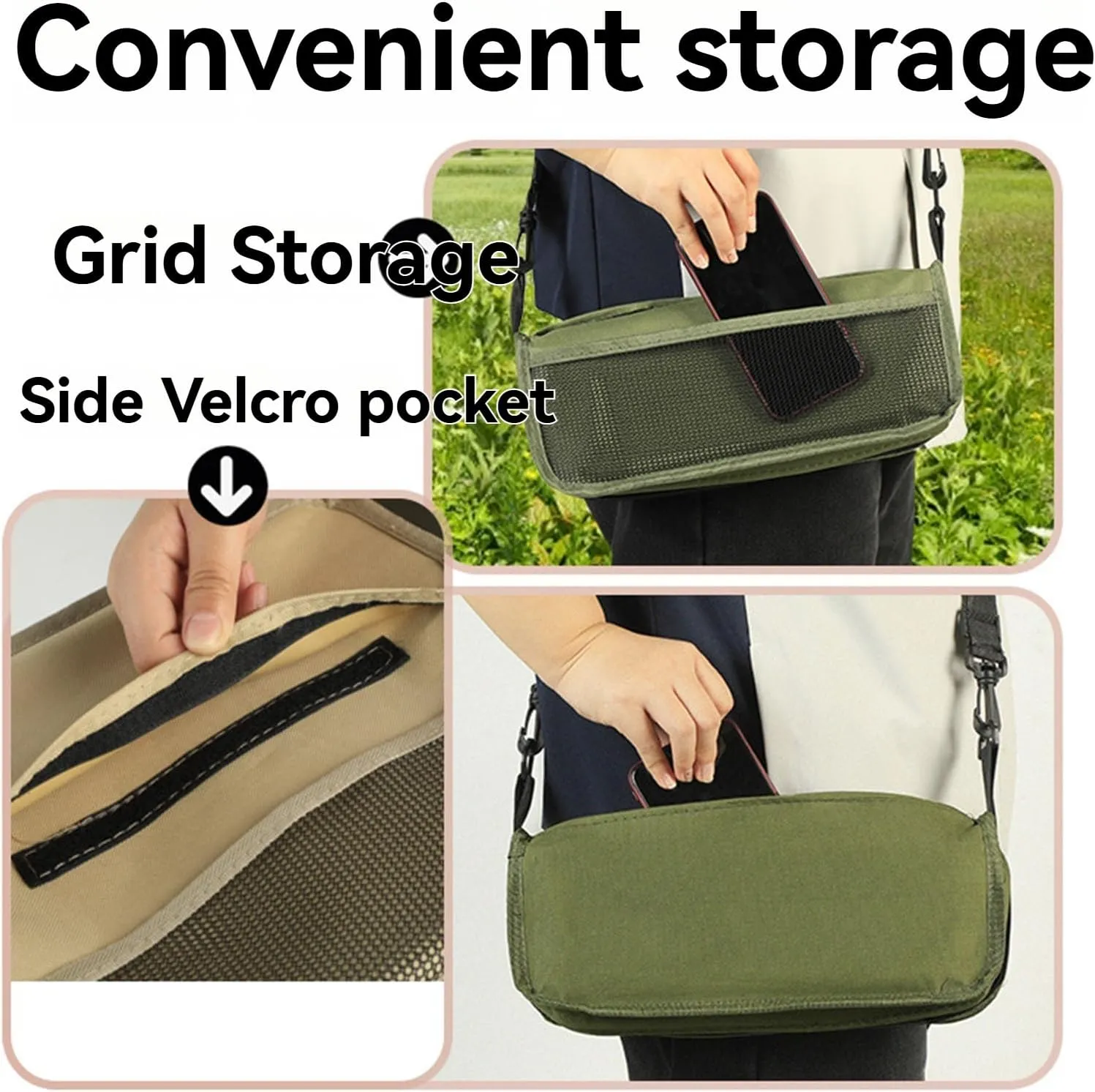 Foldable Backpack Stool, Folding Mini Outdoor Camping Stool, Portable Small Foldable Lightweight Hunting Seat with Zippered Carrying Bag, Folding Slacker Chairs (Green, S)