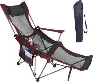 Foldable Camping Chair Reclining Camping Chair 330LBS Load Heavy Duty Steel Lawn Chair Collapsible Chair with Reclining Backrest Angle Cup Holder Pillow Side Pocket Carry Bag for Outdoor Fishing