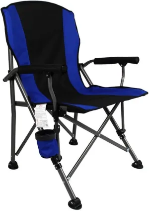Folding Camping Folding Fishing Chair with High Back Outdoor Lawn Seat Folding Quad Arm Stool with Cup Holder and Steerable Foot Pad Chairs Foldable(Blue)