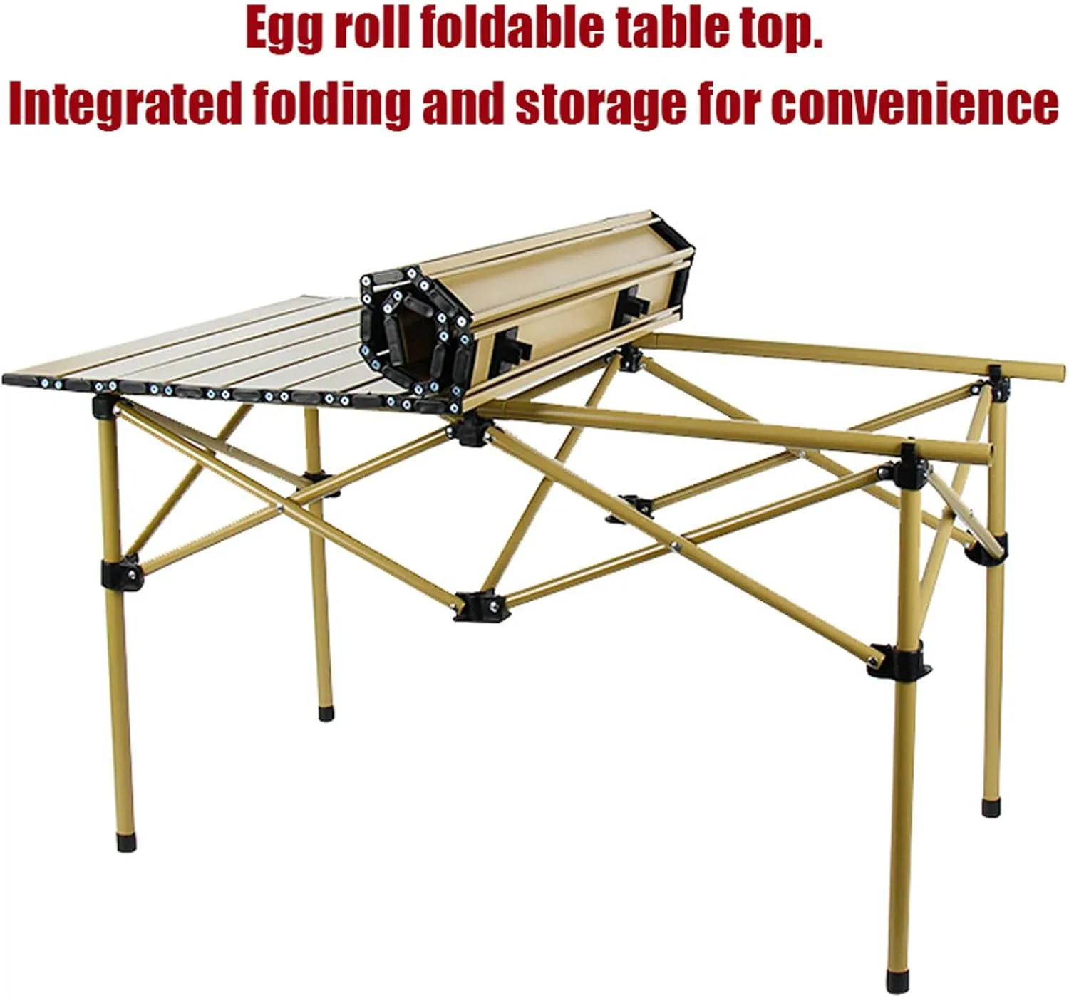 Folding Camping Table and Chairs Set of 4, Portable Lightweight Picnic Table with Carrying Bag and Aluminium Roll-up Table Top, Outdoor Indoor Use, 53cm-black
