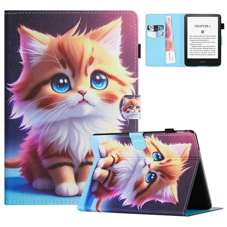 For Amazon Kindle Paperwhite (2024) Case Leather Card Holder Stand E