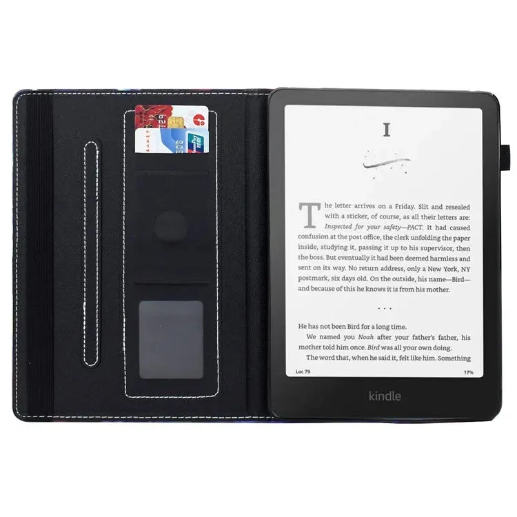 For Amazon Kindle Paperwhite (2024) Case Leather Card Holder Stand E