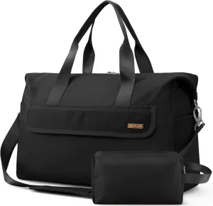 For Spirit Airlines Personal Item Bag 18x14x8 Travel Duffel Bag with Toiletry Bag & Wet Pocket Underseat Weekender Carry On Luggage for Women Men (Black)