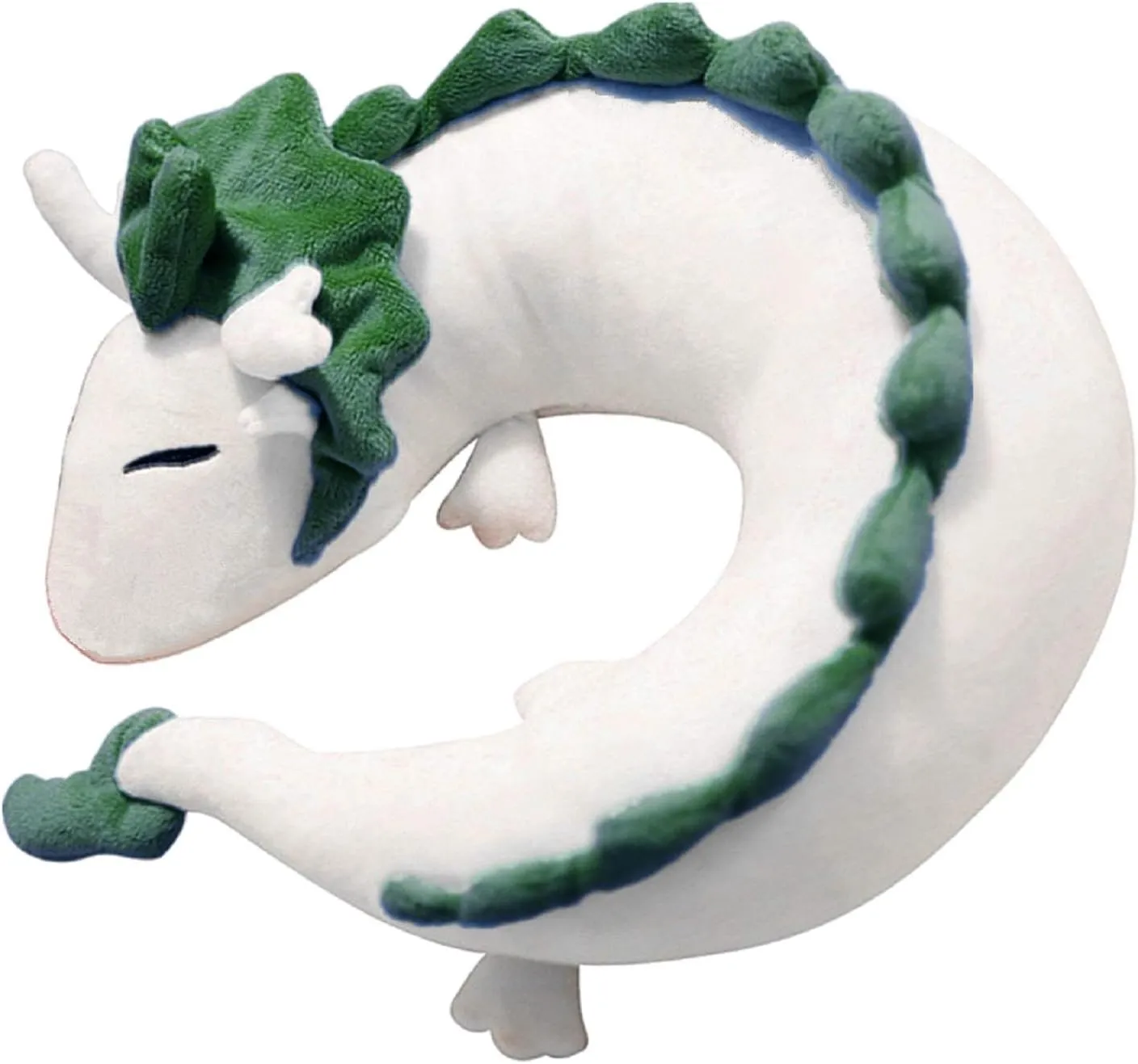 ForBEST Dragon U-Shape Pillow Plush Doll Toy Neck Pillow Anime Cute Soft Little White Dragon Best Gift for Kids (Dark Green)