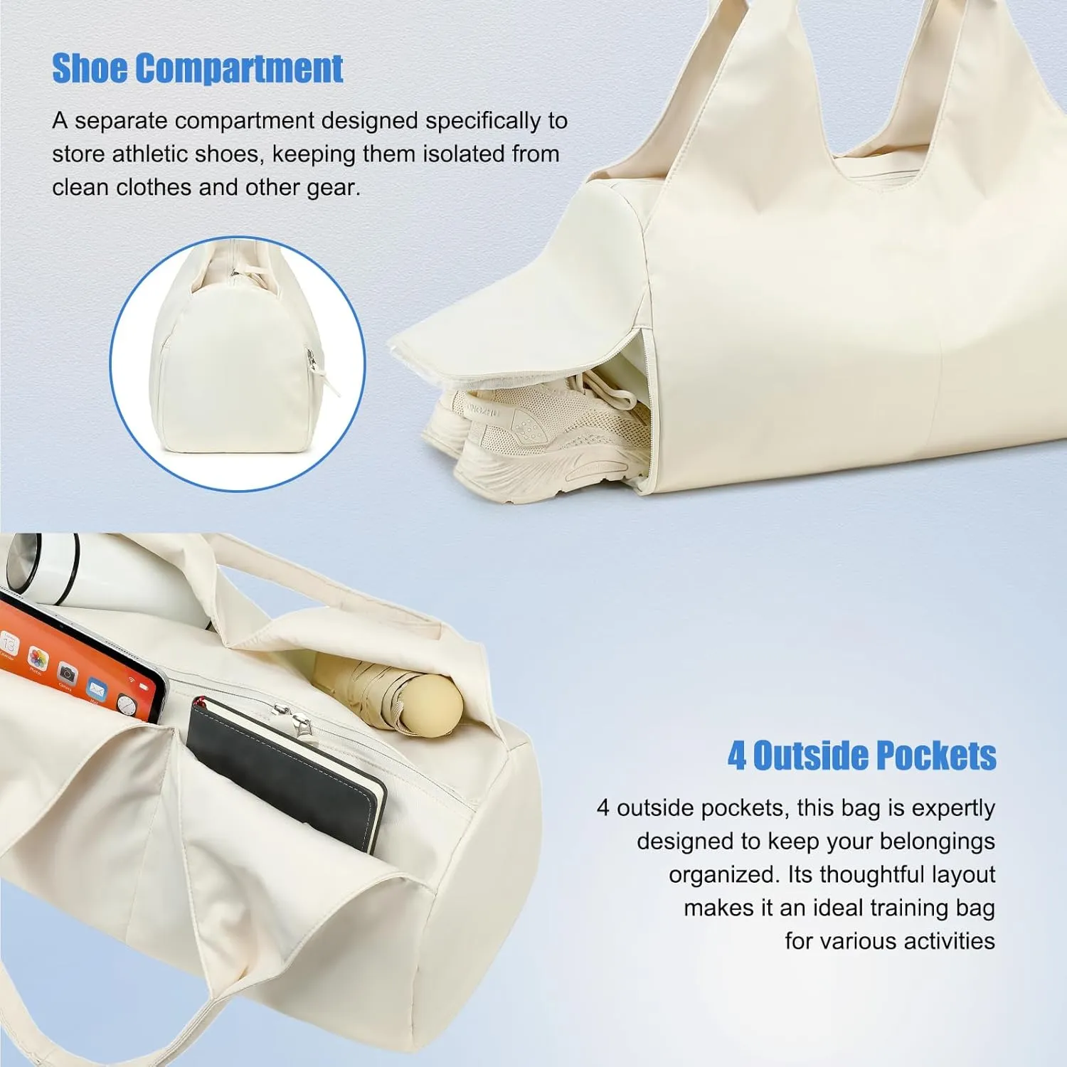 forestfish Yoga Gym Bag for Women with Shoes Compartment & Wet Dry Storage Pockets Lightweight Duffel Bag