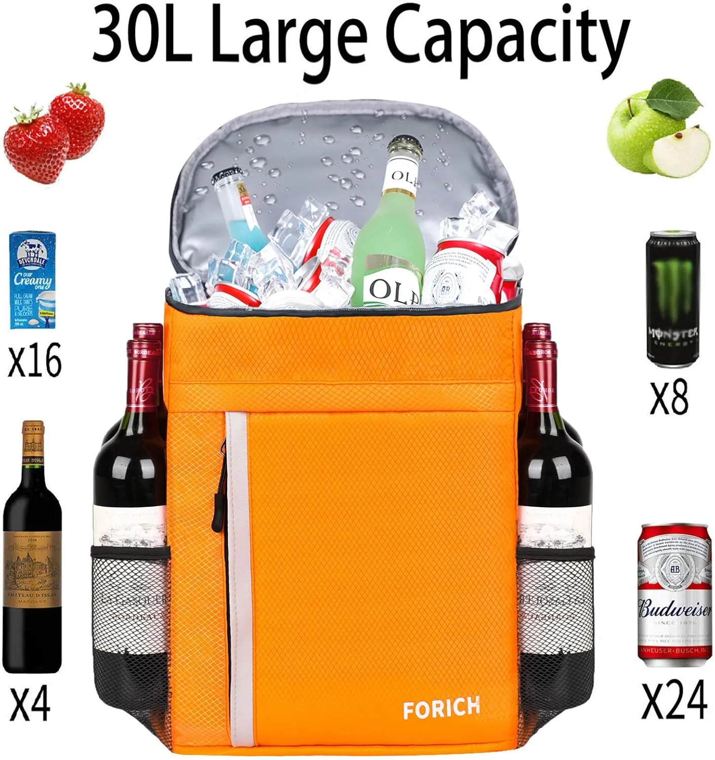FORICH Soft Cooler Backpack Insulated Waterproof Backpack Cooler Bag Leak Proof Portable Small Cooler Backpacks to Work Lunch Travel Beach Camping Hiking Picnic Fishing Beer for Men Women