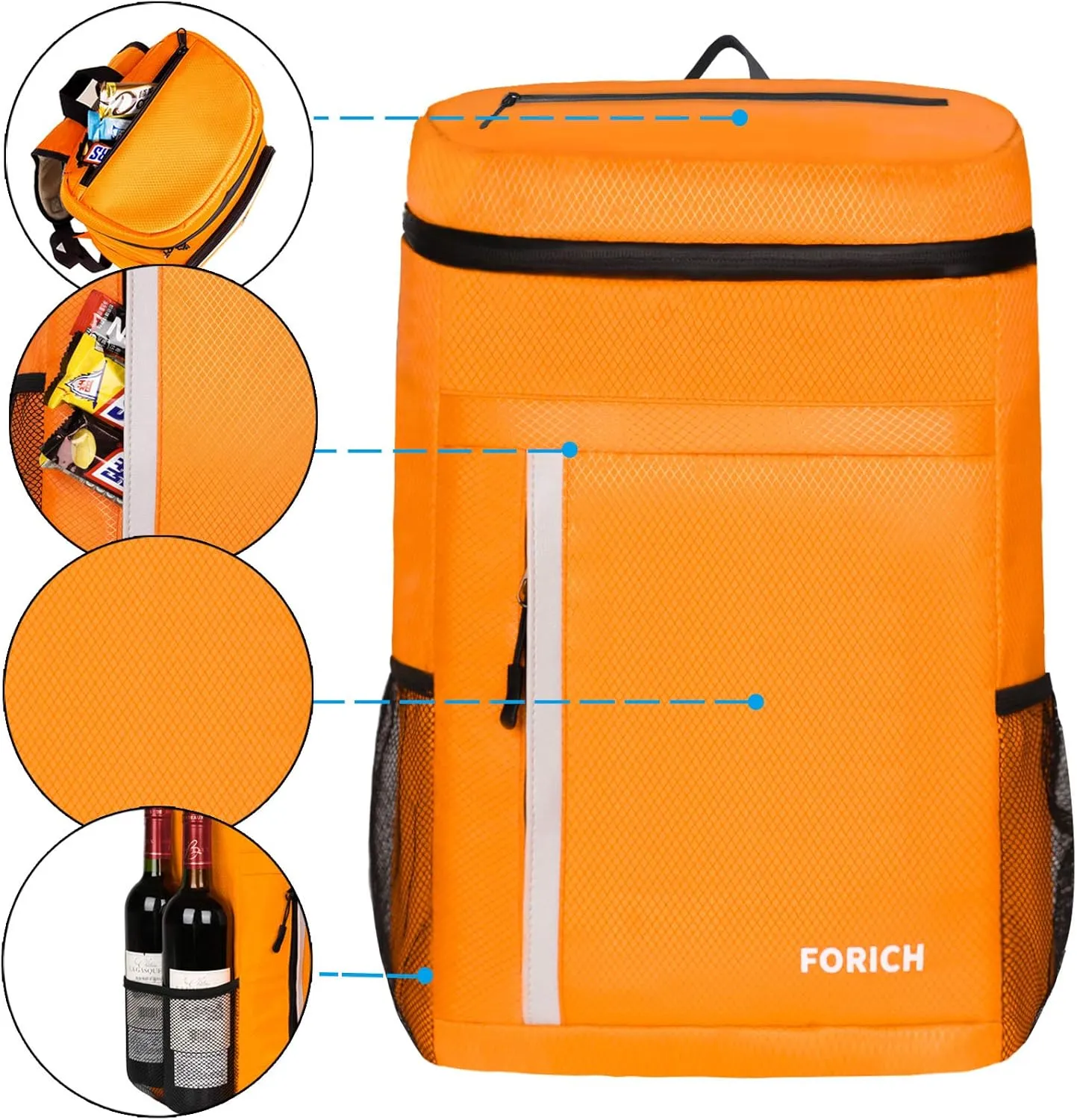 FORICH Soft Cooler Backpack Insulated Waterproof Backpack Cooler Bag Leak Proof Portable Small Cooler Backpacks to Work Lunch Travel Beach Camping Hiking Picnic Fishing Beer for Men Women