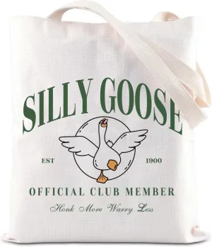FOTAP Silly Goose Merch Silly Goose Inspire Tote Bag Silly Goose Gift Goose Lover Gift Kawaii Goose Handbag Animal Gift