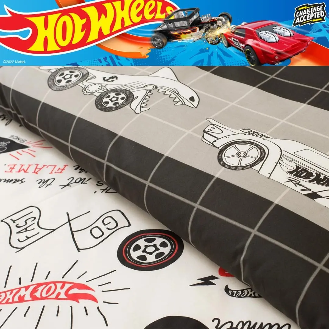 Franco Hot Wheels Kids Bedding Super Soft Premium Organic Cotton Duvet Cover with Sham, 2 Piece Twin Size, (Officially Licensed Product)