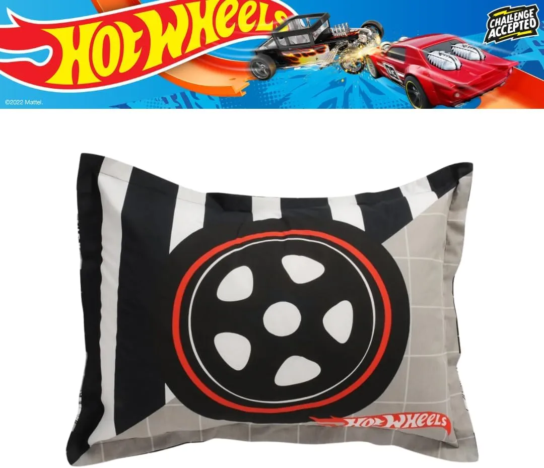 Franco Hot Wheels Kids Bedding Super Soft Premium Organic Cotton Duvet Cover with Sham, 2 Piece Twin Size, (Officially Licensed Product)