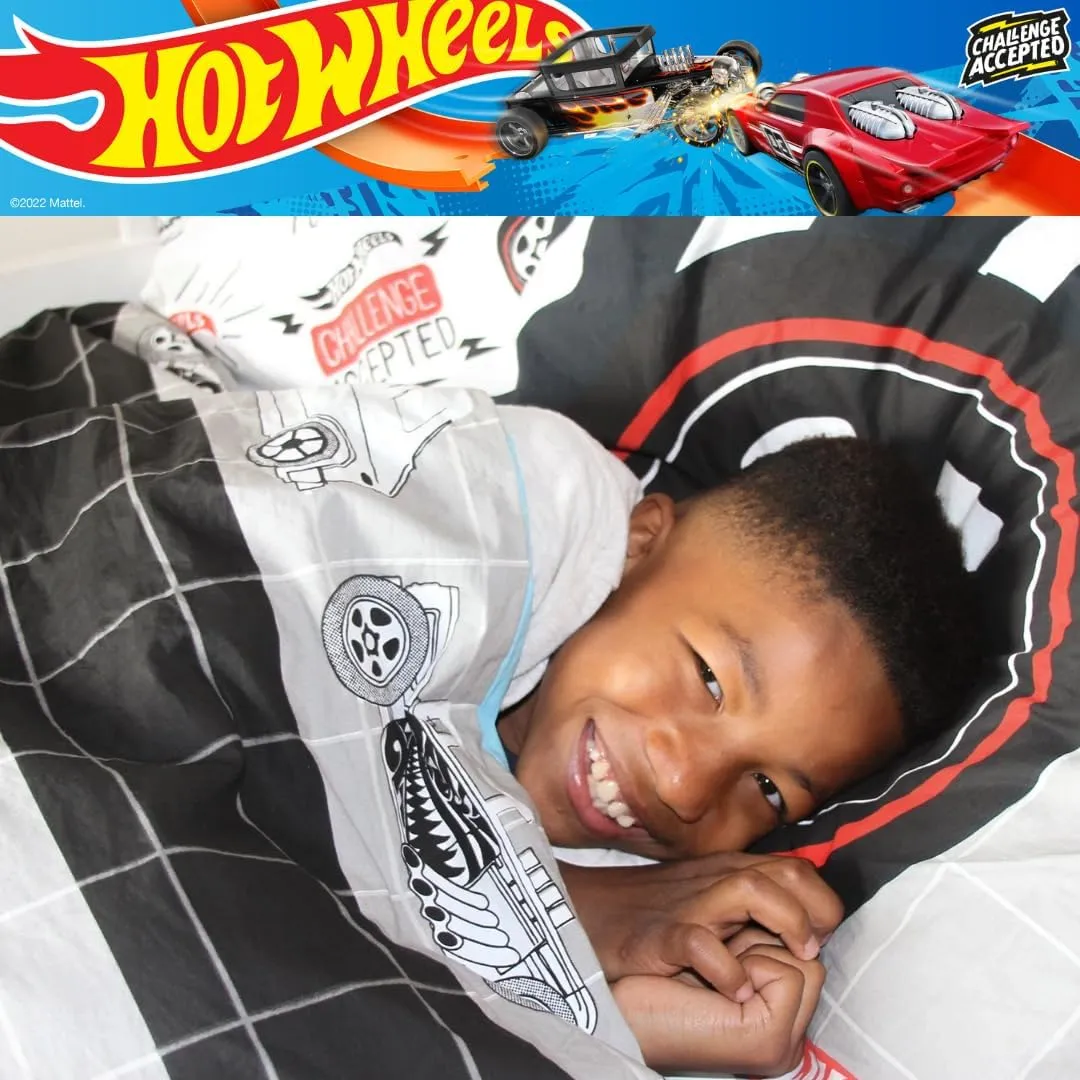 Franco Hot Wheels Kids Bedding Super Soft Premium Organic Cotton Duvet Cover with Sham, 2 Piece Twin Size, (Officially Licensed Product)