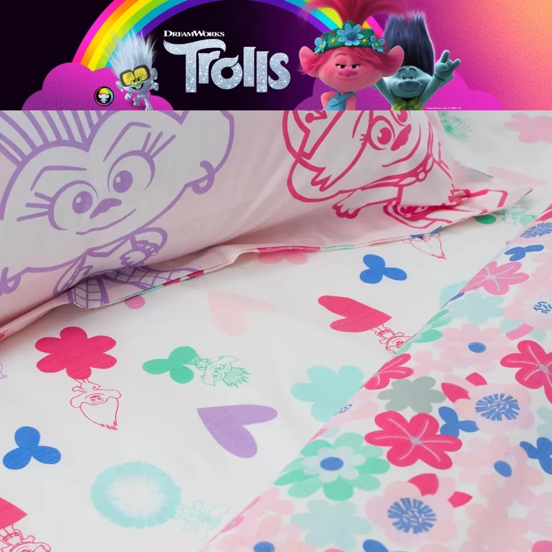 Franco Trolls Kids Bedding Super Soft Premium Organic Cotton Duvet Cover with Sham, 2 Piece Twin Size, (Officially Licensed Product)