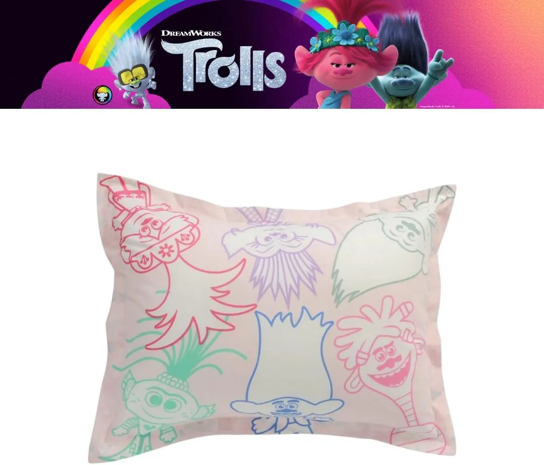 Franco Trolls Kids Bedding Super Soft Premium Organic Cotton Duvet Cover with Sham, 2 Piece Twin Size, (Officially Licensed Product)