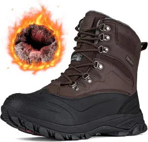 FREE SOLDIER Snow Boots for Men Waterproof Slip Resistant Velvet Lined Outdoor Warm Insulated Winter Ankle Boots for Cold Wheather
