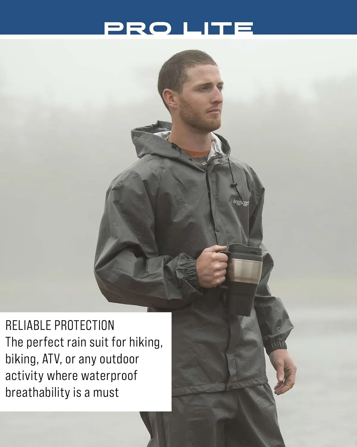 FROGG TOGGS Men's Pro Lite Rain Suit, Waterproof, Breathable, Dependable Wet Weather Protection