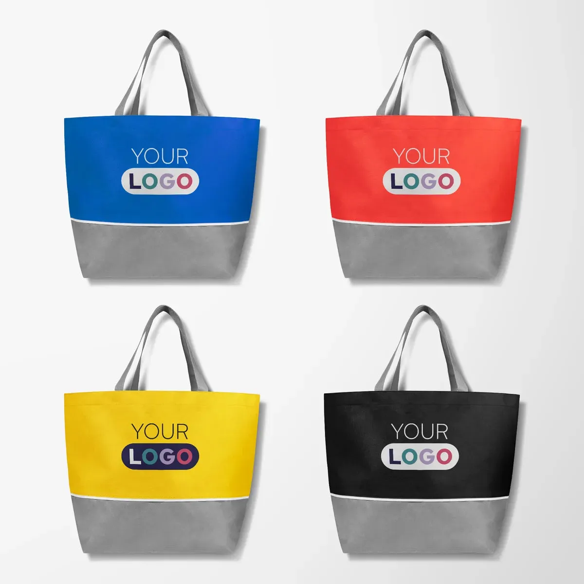 Full Color Budget Shopper Tote with Gray Trim