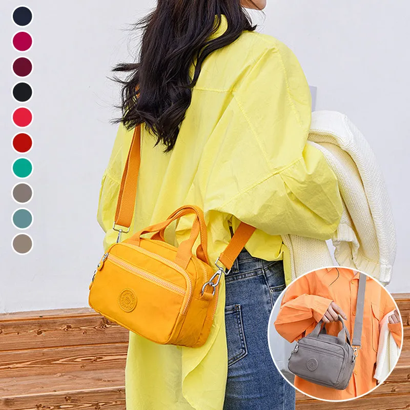 Functional Multi-Compartment Solid Color Handbag