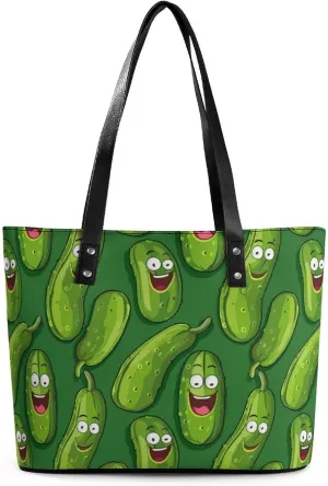 Funny Cucumber Women's Handbag Fashion Shoulder Bag Purse Leather Tote Bags Crossbody Travel