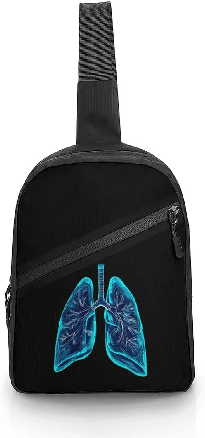 Funny Lung Sling Bag for Men Women Lightweight Crossbody Backpack Shoulder Bag for Sports And Outdoor
