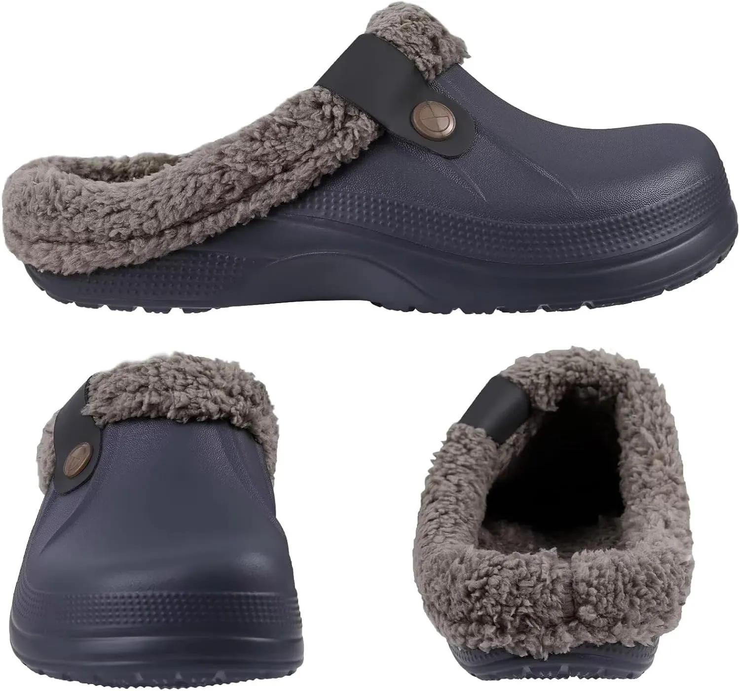 Fur Lined Clogs Waterproof Slippers Fleece Lined Clogs for Women Men Fuzzy Winter Warm Indoor Outdoor Shoes