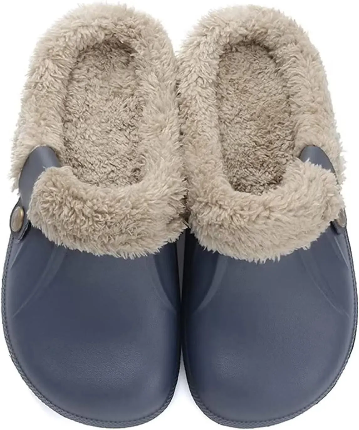 Fur Lined Clogs Waterproof Slippers Fleece Lined Clogs for Women Men Fuzzy Winter Warm Indoor Outdoor Shoes