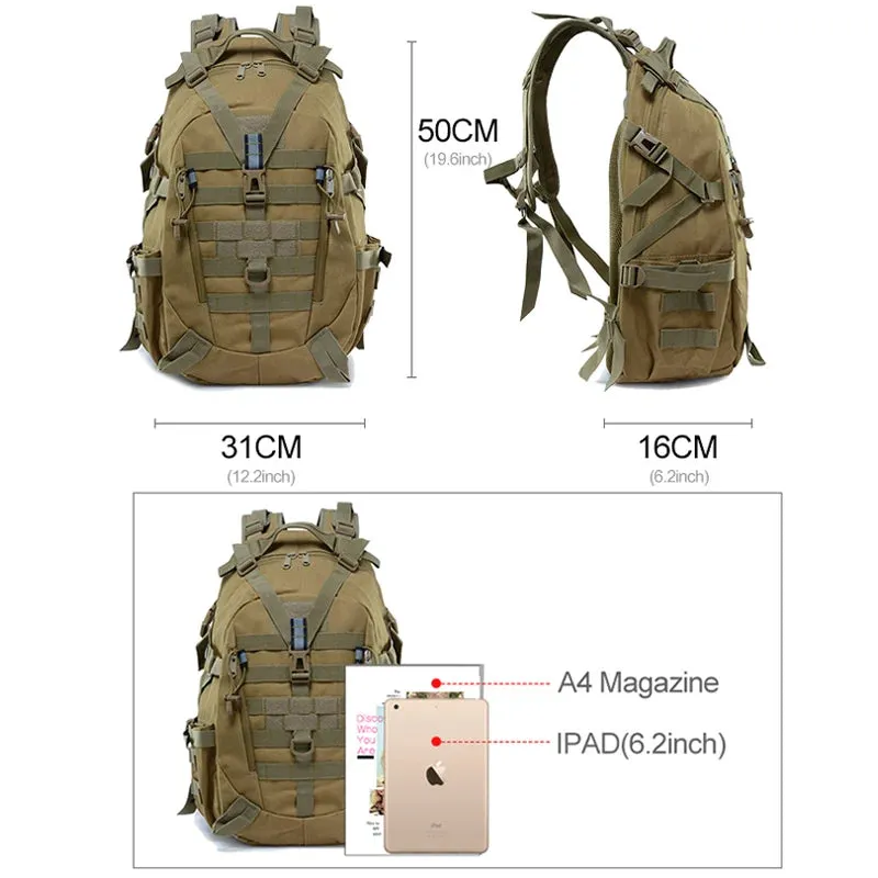 FURUKROA 40L Tactical Camping Backpack – Durable MOLLE Rucksack for Outdoor Adventures
