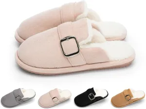 Fuzzy Slippers for Women with Memory Foam Warm Winter Suede House Slippers Shoes Indoor Outdoor Gifts For Women Faux Fur Anti-Skid