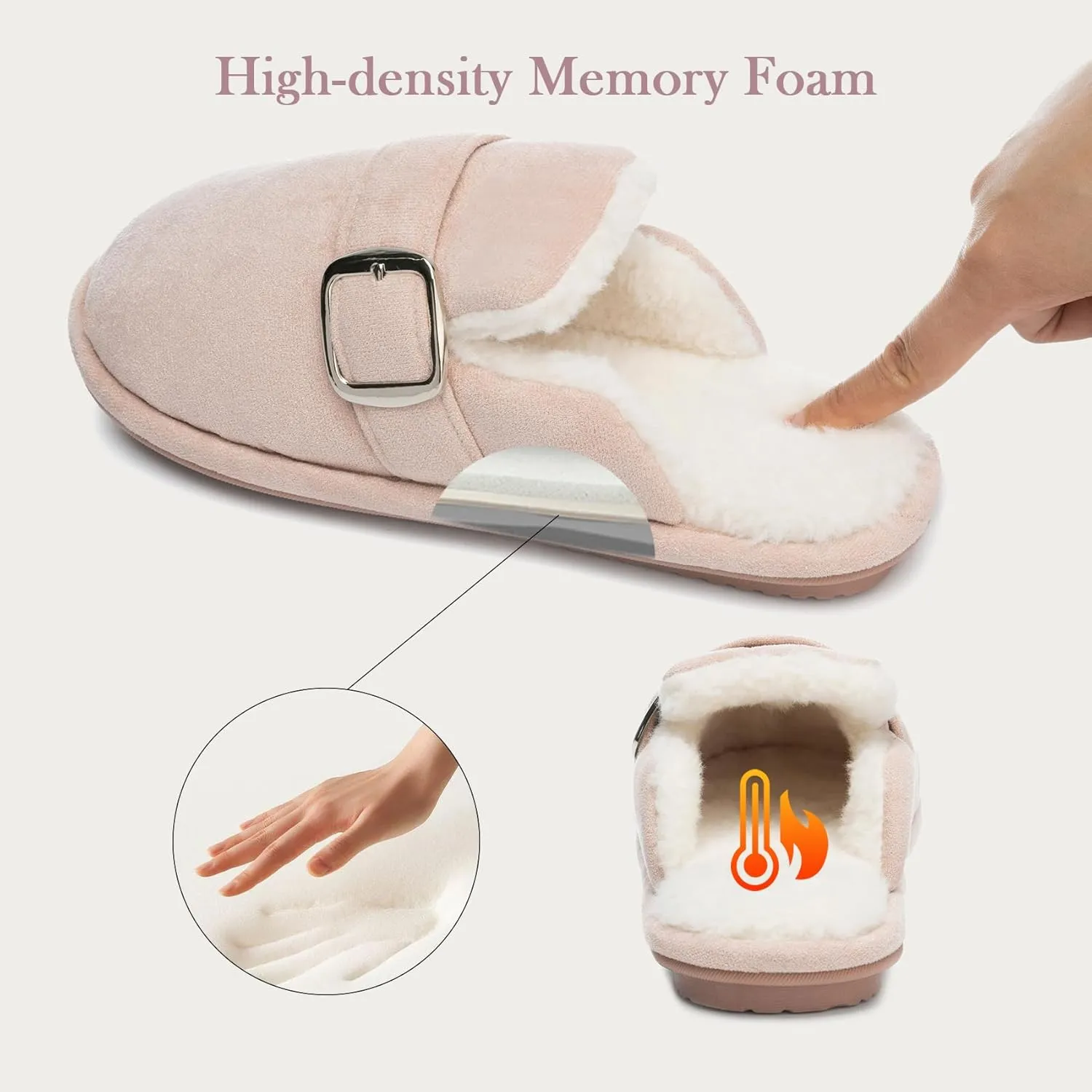 Fuzzy Slippers for Women with Memory Foam Warm Winter Suede House Slippers Shoes Indoor Outdoor Gifts For Women Faux Fur Anti-Skid