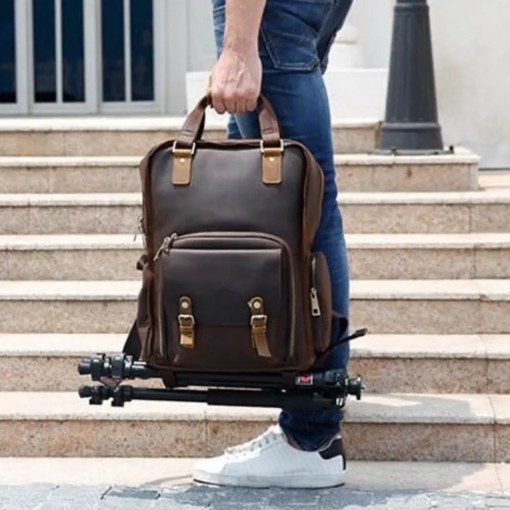 Gaetano Leather Camera Bag with Tripod Holder