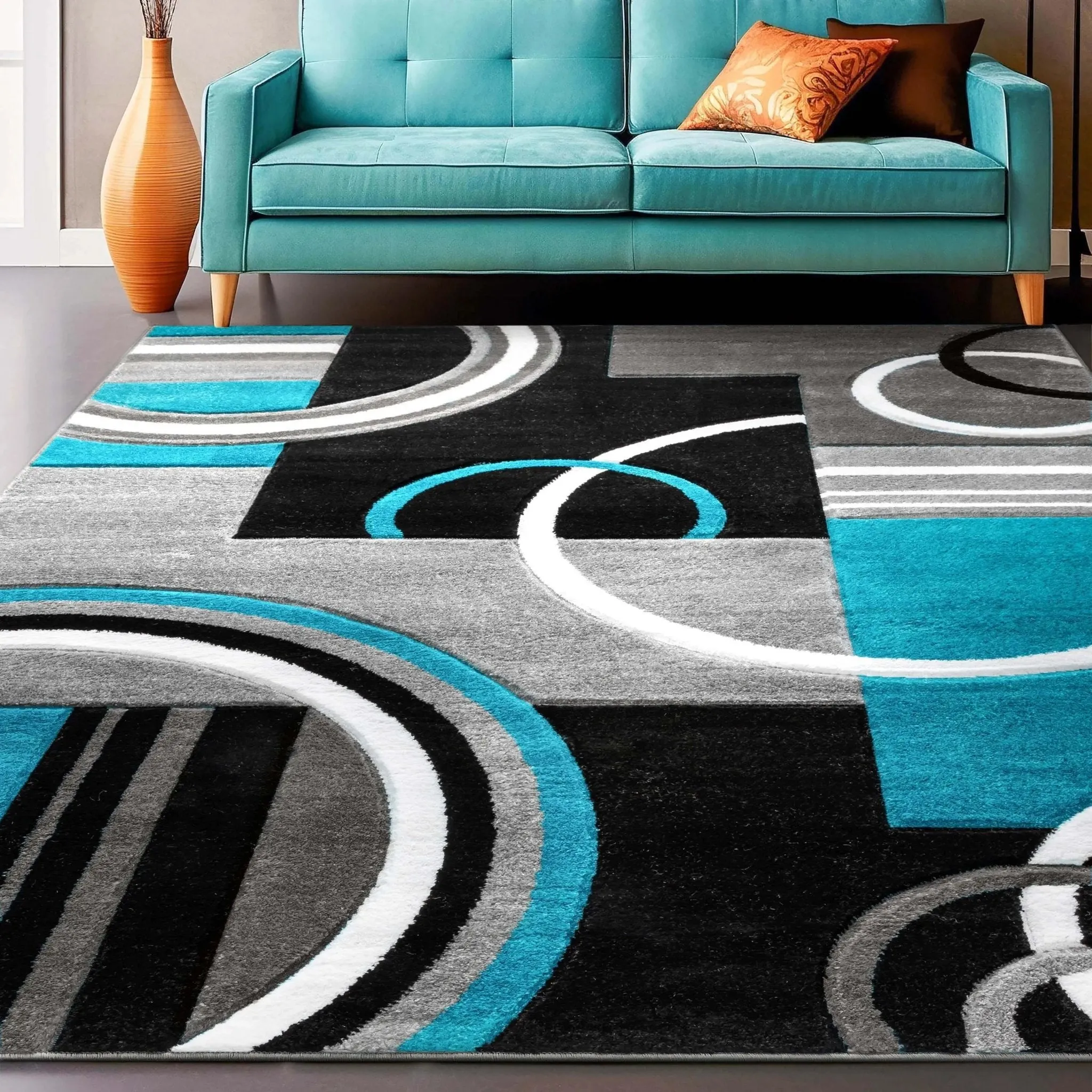 Galaxy Waves Blue Modern Rug