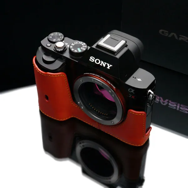 Gariz Orange Leather Camera Half Case XS-CHA7OR for Sony Alpha A7 A7R A7S