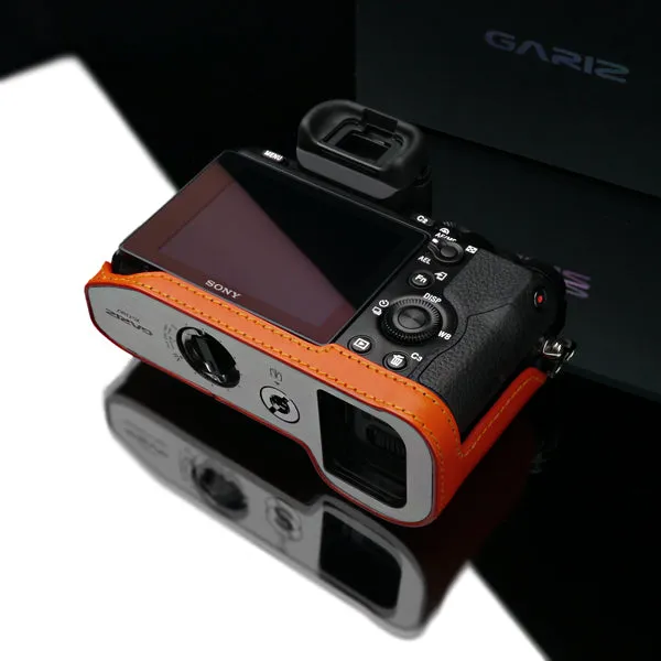Gariz Orange Leather Camera Half Case XS-CHA7OR for Sony Alpha A7 A7R A7S