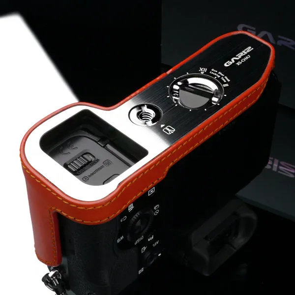 Gariz Orange Leather Camera Half Case XS-CHA7OR for Sony Alpha A7 A7R A7S