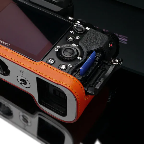 Gariz Orange Leather Camera Half Case XS-CHA7OR for Sony Alpha A7 A7R A7S