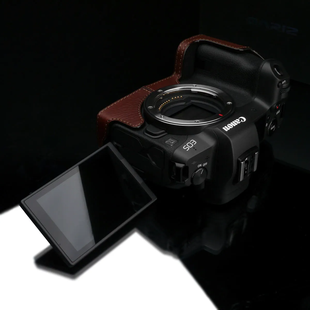 Gariz XS-CHEOSRBR Brown Leather Camera Half Case for Canon EOS R