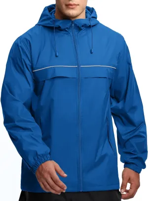GEEK LIGHTING Mens Waterproof Hooded Rain Jacket Lightweight Raincoat for Outdoor Hiking Running Travel