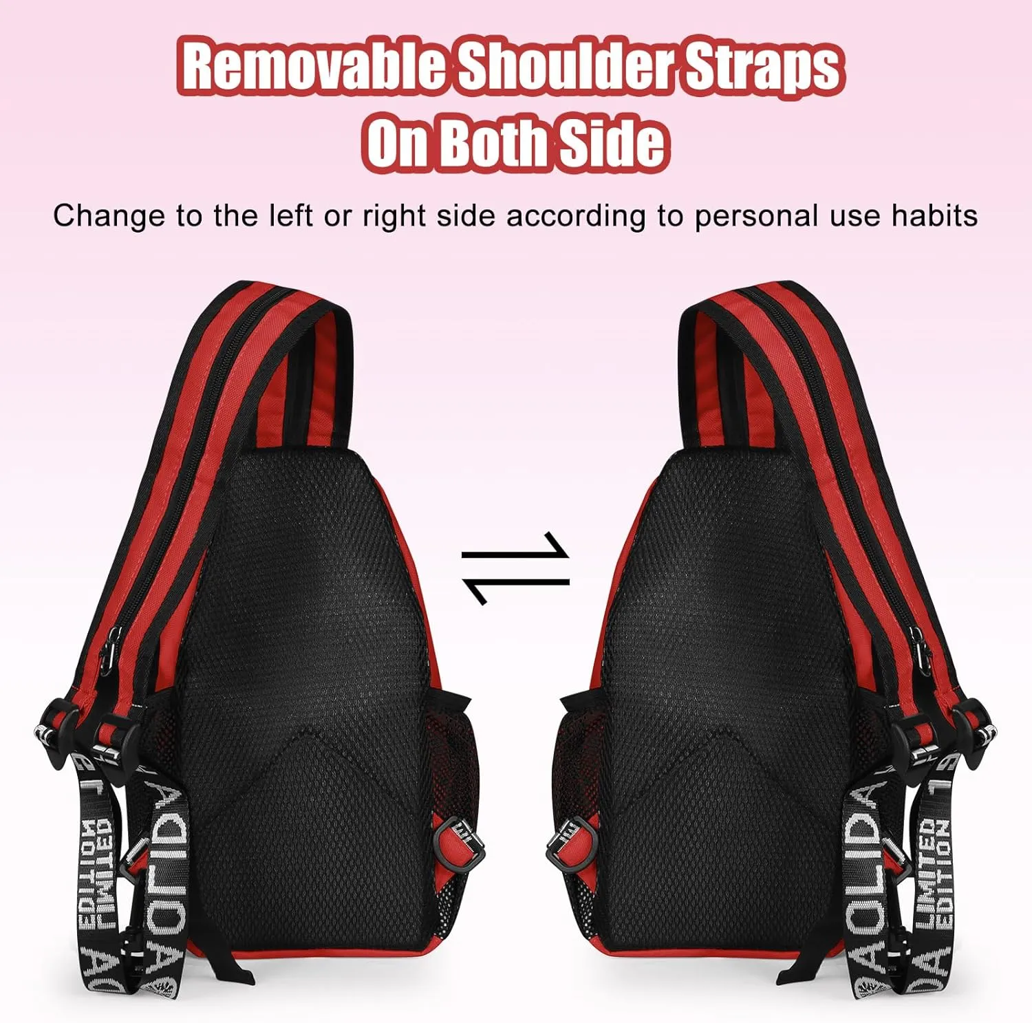 Geestock Crossbody Sling Bag Backpack for Men & Women, Convertible Shoulder Bag Waterproof Chest Bag for Daypack Travel Hiking (Red)