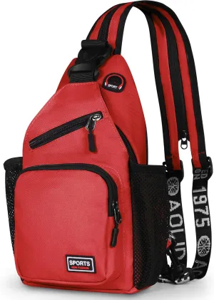 Geestock Crossbody Sling Bag Backpack for Men & Women, Convertible Shoulder Bag Waterproof Chest Bag for Daypack Travel Hiking (Red)