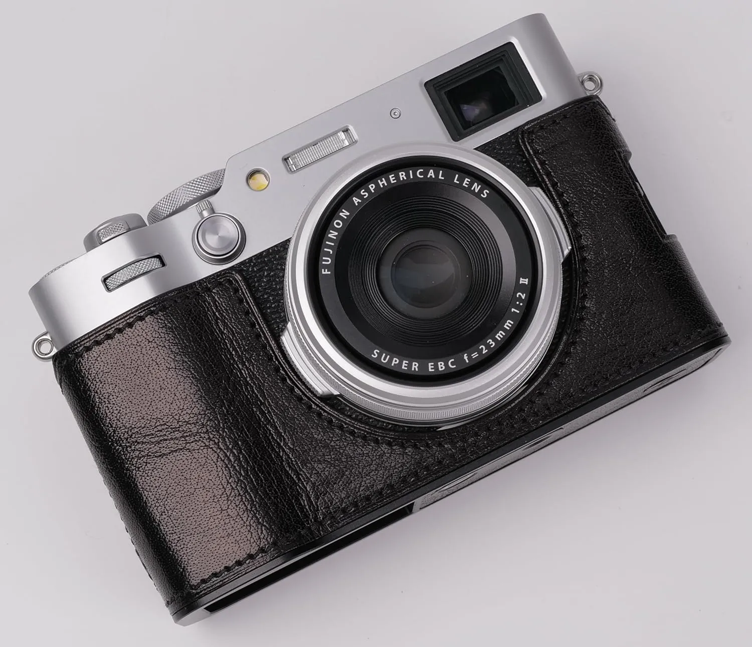 Genuine Leather Camera Half Case for Fujifilm X100VI - Top Layer Cowhide Body   Metal Base Plate - Hand Shank Free Design (Black2)