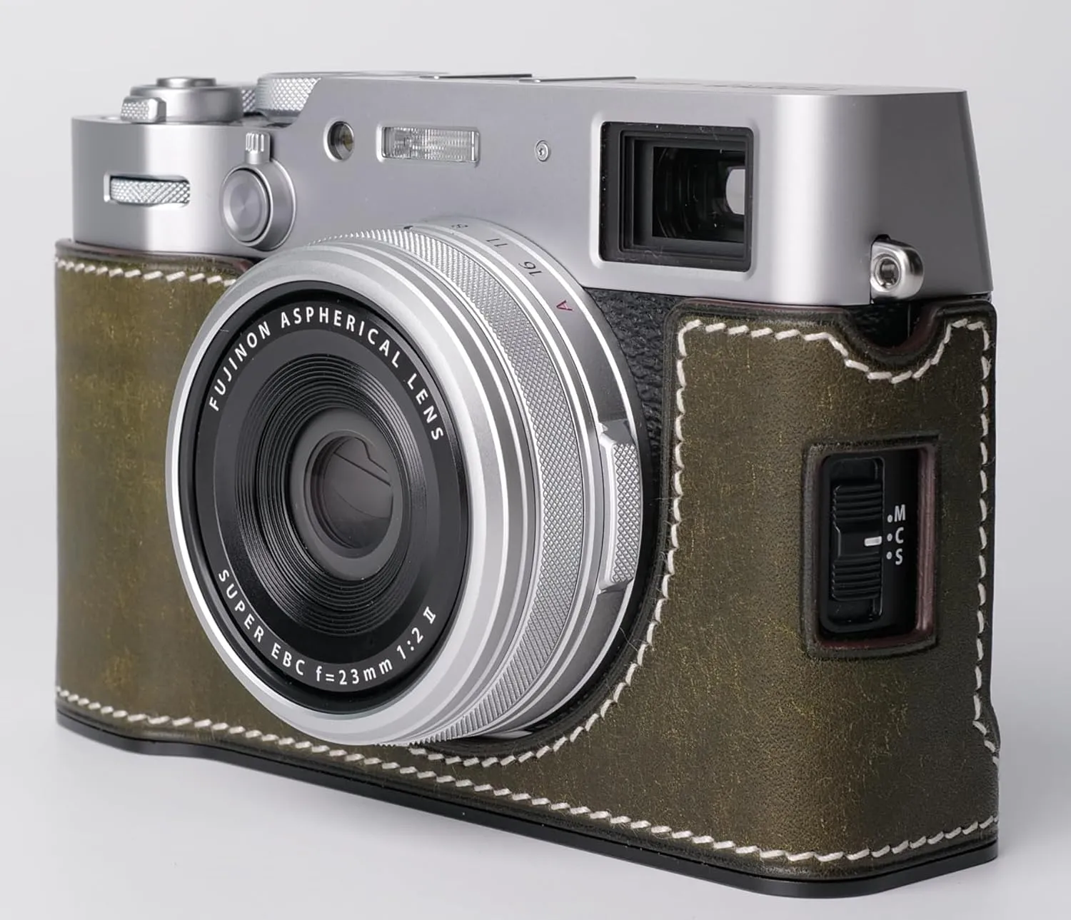 Genuine Leather Camera Half Case for Fujifilm X100VI - Top Layer Cowhide Body   Metal Base Plate - Hand Shank Free Design (Dark Green)