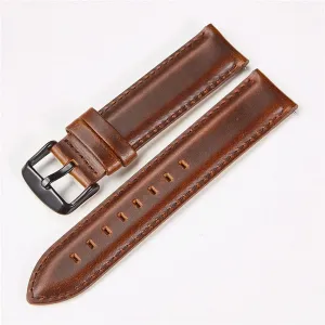 Genuine Leather Watch Band 18mm 20mm 22mm Quick Release Watch Straps Watchbands Belt with Solid Buckle (Color : Black Size : 22mm) (Brown 20mm)