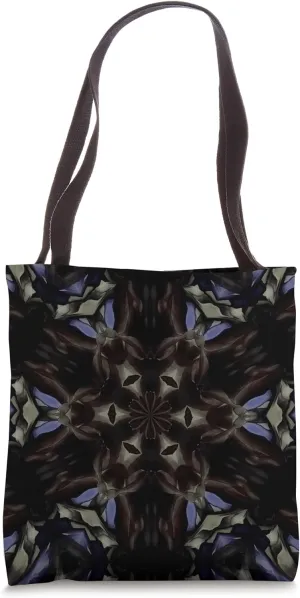Geometric Hexagonal Mandala Pattern Brown Blue Tote Bag