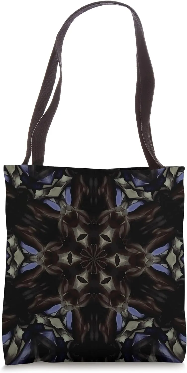 Geometric Hexagonal Mandala Pattern Brown Blue Tote Bag