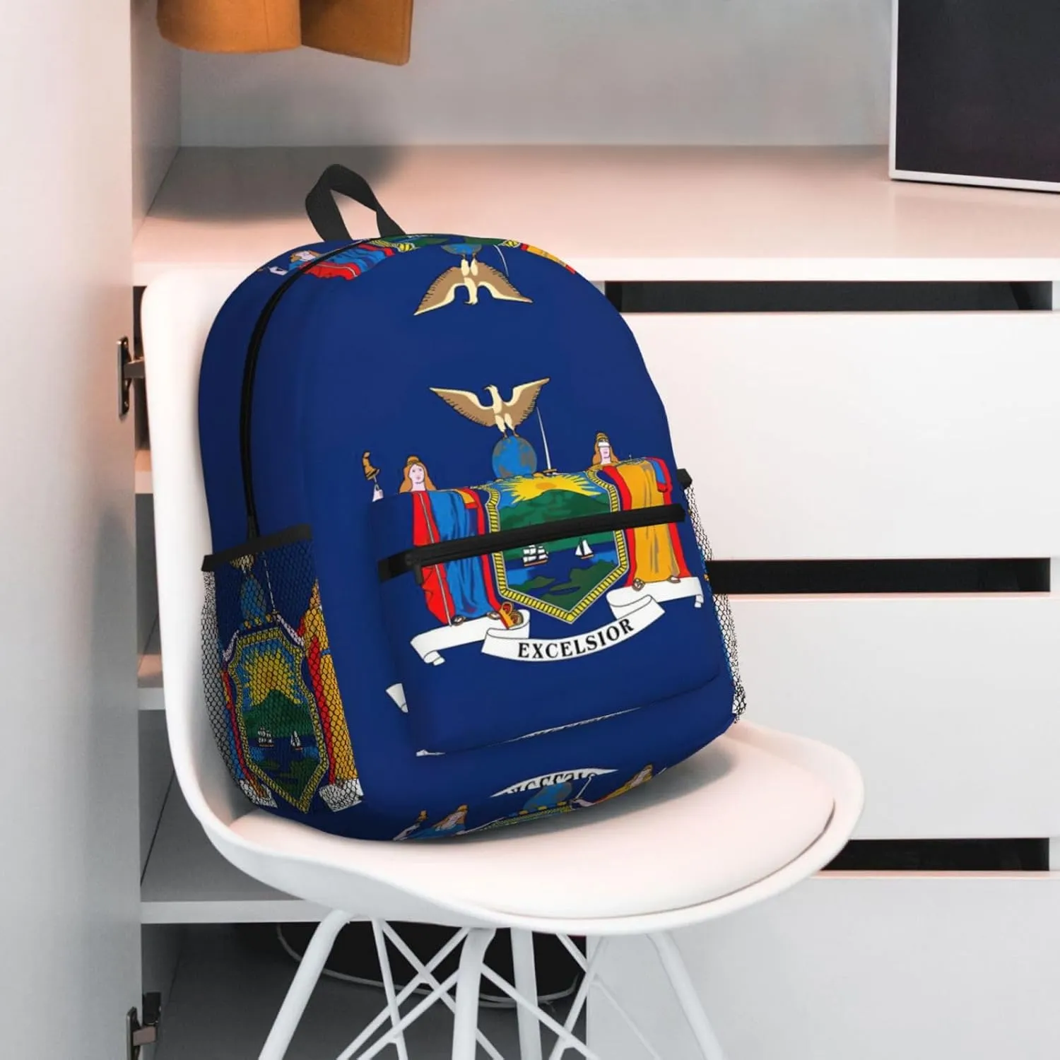 GeRRiT New York State Flag Print Casual Backpack For Women, Travel Daypack,Waterproof Gym Backpack For Men Book Bags