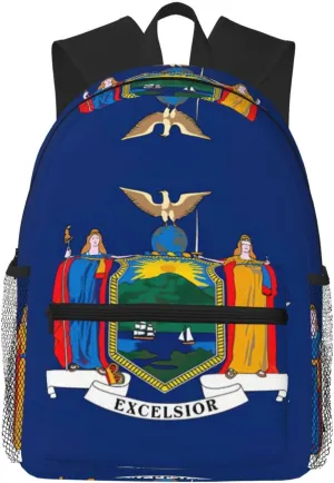 GeRRiT New York State Flag Print Casual Backpack For Women, Travel Daypack,Waterproof Gym Backpack For Men Book Bags